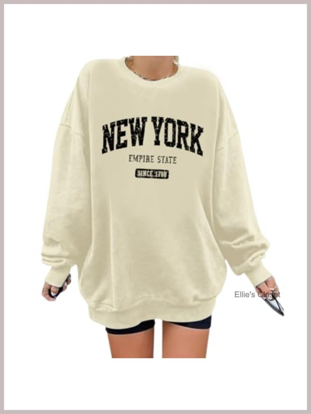 Oversized Vintage Letter Print Graphic Crewneck Pullover Sweatshirt